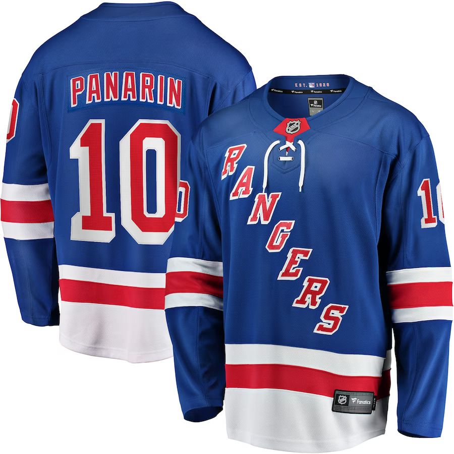 Men New York Rangers 10 Artemi Panarin Fanatics Branded Blue Home Breakaway Player NHL Jersey